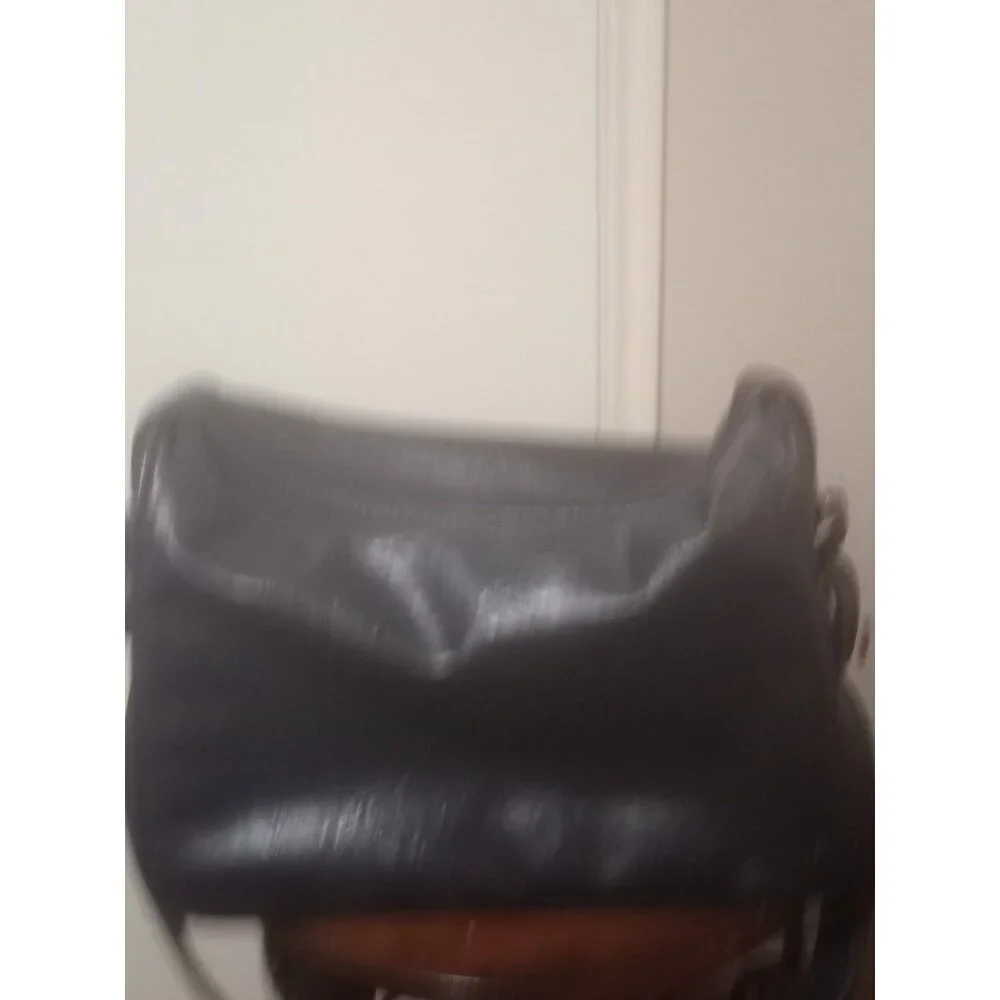 Vintage Samsonite Messenger Bag Navy Blue Leather Inner Pockets carry Handle